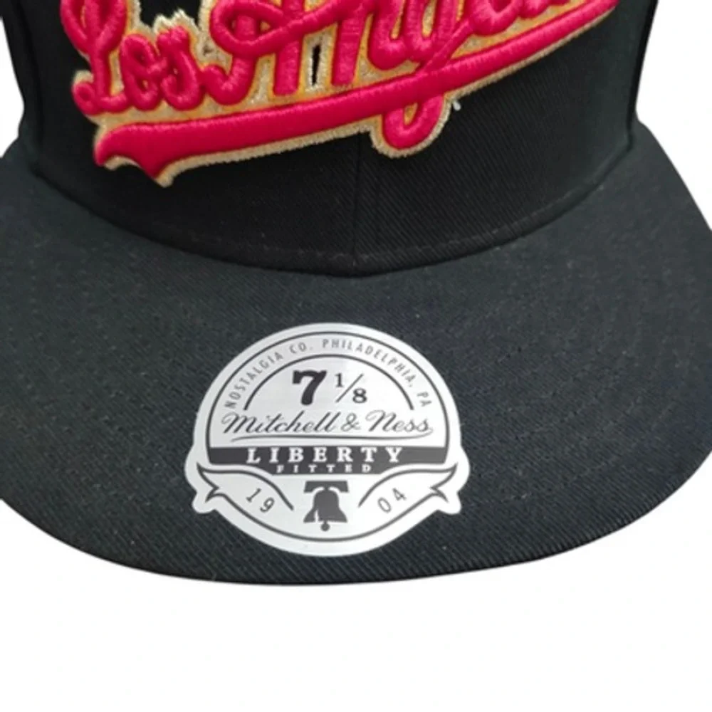 Los Angeles Dodgers Hat Cap Fitted Mens 7 1/8 MLB Baseball Topps 50 Years Script